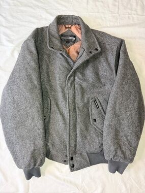 Vintage Members Only Gray Wool Bomber Jacket Hong Kong Size L